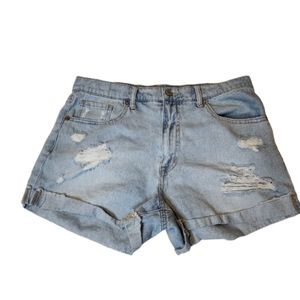 Aeropostale Aero Distressed Mom Jean Shorts Light Wash Size 14